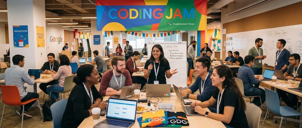 Participants presenting their builds at the end of a jam.