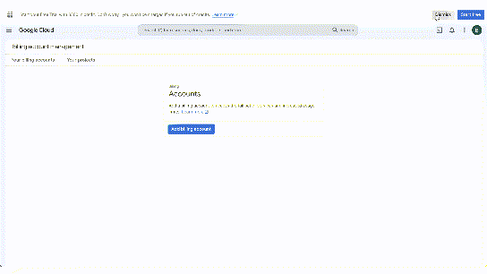 Creating the project, then attaching the billing account